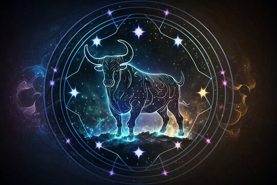 Taurus The Bull Zodiac sign Constellation on space background wallpaper - Generative AI