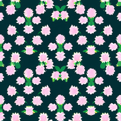 Seamless spring pattern flowers and leafs