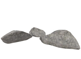 rock stone isolated on white PNG file 3D rendering. © Thossaphon