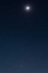 alignment of planets jupiter and venus, and the crescent moon in february 2023, planetary parade...