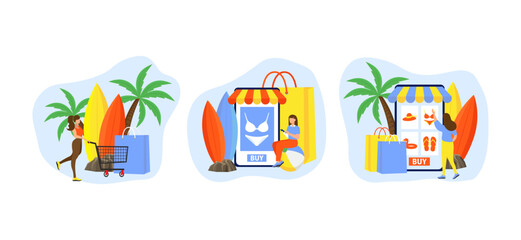 Fototapeta premium E Commerce Flat Bundle Design Illustration