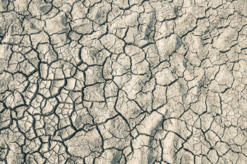 Landscape ground cracks drought crisis environment background.