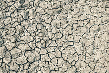 Landscape ground cracks drought crisis environment background.