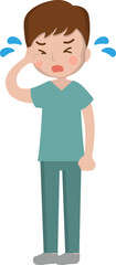 Body movements and expressions of male surgeon or nurse, disappointed and crying