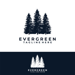tree vector template. vintage rustic evergreen timberland pine tree silhouette design illustration.