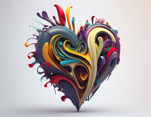 Colorful Heart Symbol with various splash. Generative AI