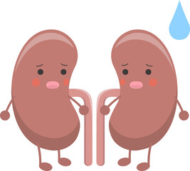 Kidney mascot with troubled expression and motion