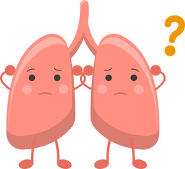 Lungs mascot with confused expression and motion