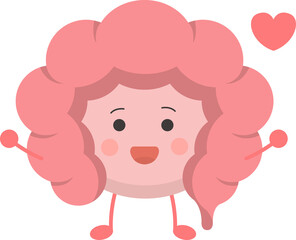 The mascot of human organ intestines, happy expression and action