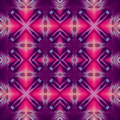 Geometric seamless repeating pattern of squares, star, cross in blue and purple color. 