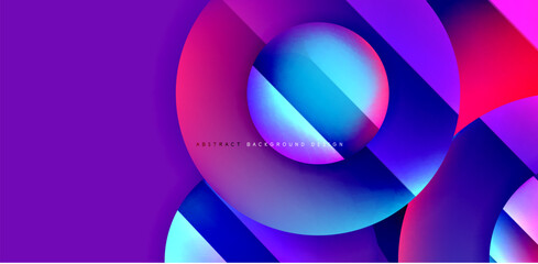 Circles with glossy surface and light and shadow effects abstract background. Template for covers, templates, flyers, placards, brochures, banners