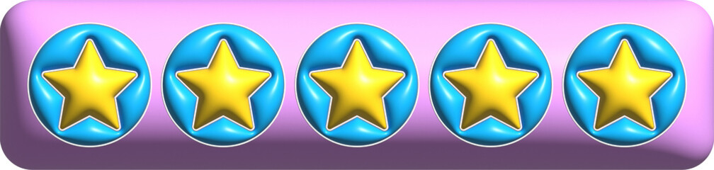 3d five star rating in the pink rectangle background