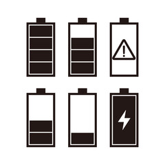 バッテリーのアイコンセット6種・縦