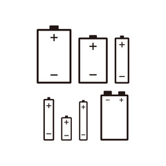 乾電池のイラストセット(単1~6・9V)