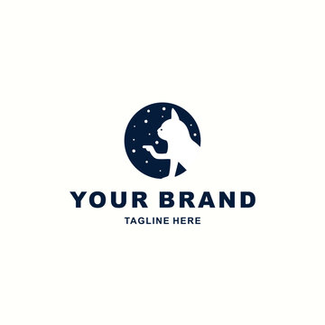 cat and moon logo suitable for your company