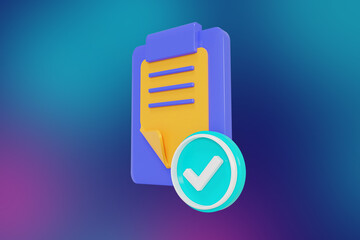 Approval 3d icon with modern gradient background