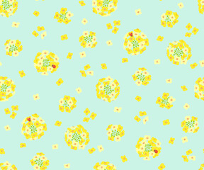 菜の花のシームレスなパターン-2way-手描き