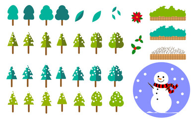 冬の植物の素材セット