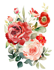ラナンキュラスの花の水彩イラスト／AI画像