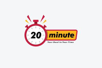20 minute clock arrow. symbol work time, vector icon Illustration