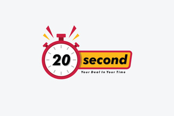 20 second clock arrow. symbol work time, vector icon Illustration