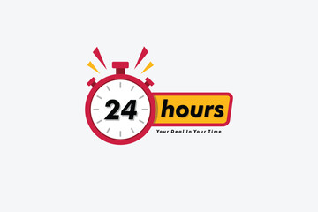 24 hours clock arrow. symbol work time, vector icon Illustration