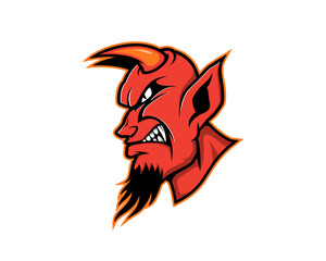 Angry demon head illustration vector logo