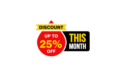 25 Percent THIS MONTH offer, clearance, promotion banner layout with sticker style. 
