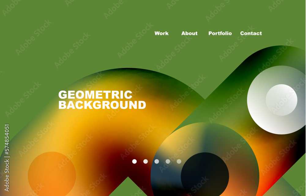 Wall mural website landing page abstract geometric background. circles and round shapes. web page for website o