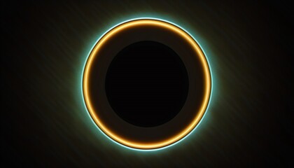 Simple neon glowing circle isolated on black background.