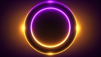 Simple neon glowing circle isolated on black background.