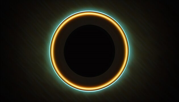 Simple Neon Glowing Circle Isolated On Black Background.