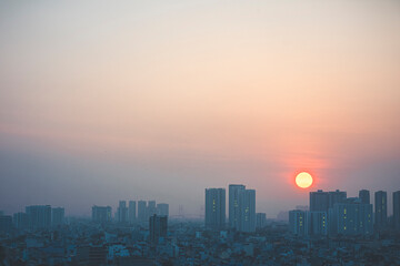 sunrise over the city