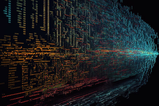 abstract computer script code programming code screen of software developer software programming work time. Generative AI