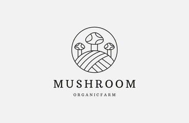 Mushrooms farm company logo design template. Vector illustration.