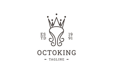 Octo King logo template design in Vector illustration