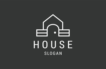 Logo House. Gold House Symbol Geometric Linear Style Isolated on Double Background. Can be used for Real Estate