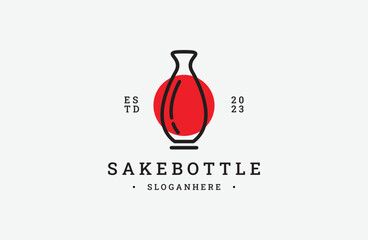 Sake japan logo design, bar and restaurant logo, flat style isolated on white background