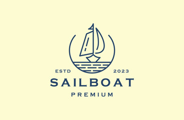 Sailboat Marine Company line art Logo icon Template