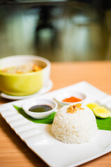 A Plate of Indonesian Dish, Served with Rice Soto Ayam
