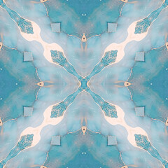Luxury blue and gold marble abstract background, created using an alcohol ink technique that captures the unique stone textures. Artwork enhanced with glitter, adding a touch of glamour.