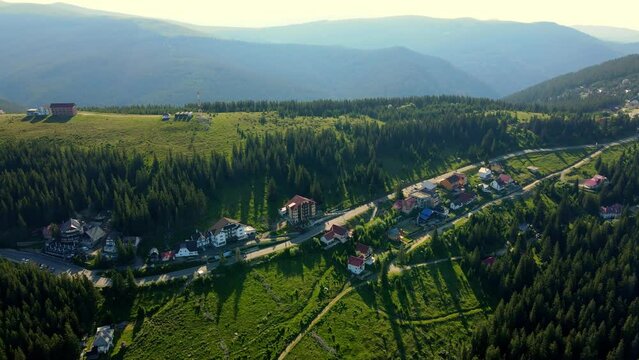 Aerial drone footage of a Romanian mountain road &ndash; Transalpina. It is a 148 km national road located in the Southern Carpathians of Romania and is one of the highest roads of the Carpathian Mountains.