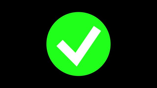 Check mark icon animation. white and Green check mark with white background. Animation in motion graphics of a check mark symbol. positive, affirmative