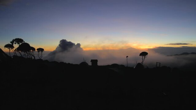 Sunset in Shira Camp on the ascent to Mount Kilimanjaro
