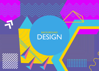 Minimal geometric poster design. Geometrical template for poster, banner. Graphic retro elements theme cover.  Vintage abstract shapes.