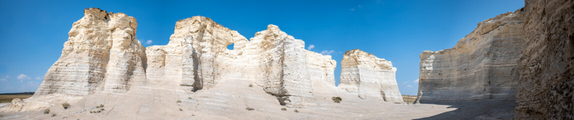 Monument Rocks in Grove County, Kansas. The chalk rock formation is a listed National Natural...