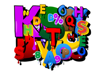Graffiti Speech Bubble created with Letters. Abstract modern street art background performed in urban painting style on white.