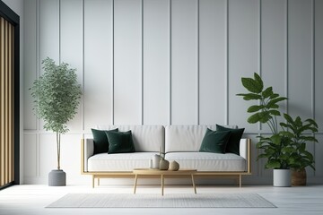 sofa-filled living room. Generative AI
