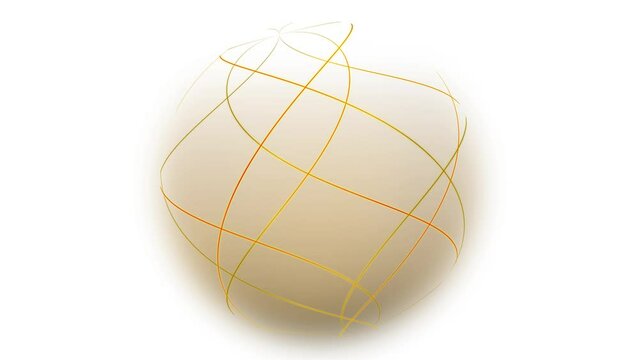 ワイヤーフレームな球体が回転する背景向けアニメーション素材　白背景・黒背景、ダークモード　オレンジB