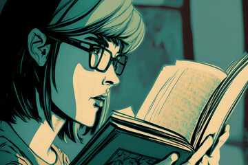 Woman reading a book. Generative AI